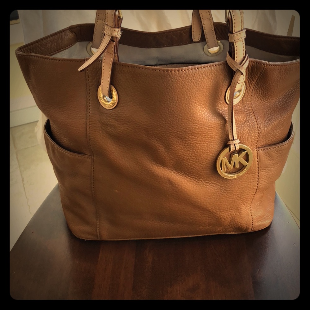 Michael Kors Brown Leather Tote with Gold Hardware